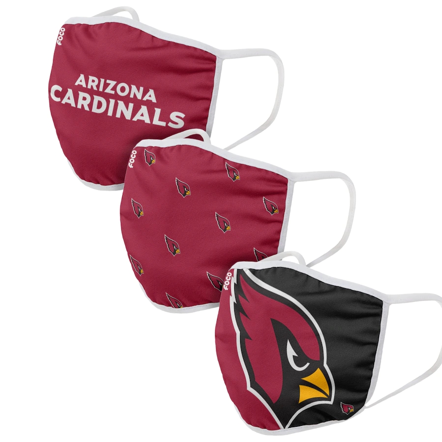  Arizona Cardinals Adult Face Covering 3-PackDust mask with filter->nba dust mask->Sports Accessory